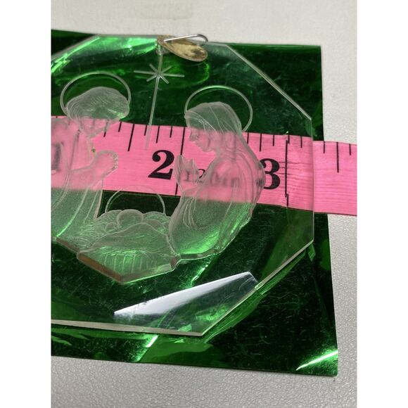 Amsun Ind. Nativity Manger Scene 1977 Acrylic Vintage Christmas Tree Ornament - Picture 5 of 5